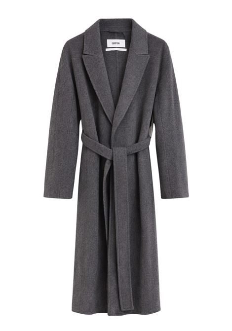 Cappotto lungo GRIFONI da donna in lana grigia con cintura GRIFONI | CAPPOTTI | 260057/31009