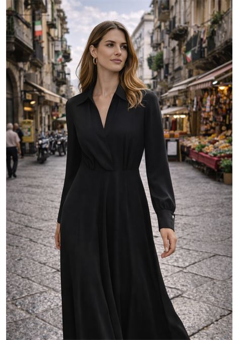 Abito lungo nero Grifoni in seta e acetato Made in Italy GRIFONI | ABITI | 270223/7003