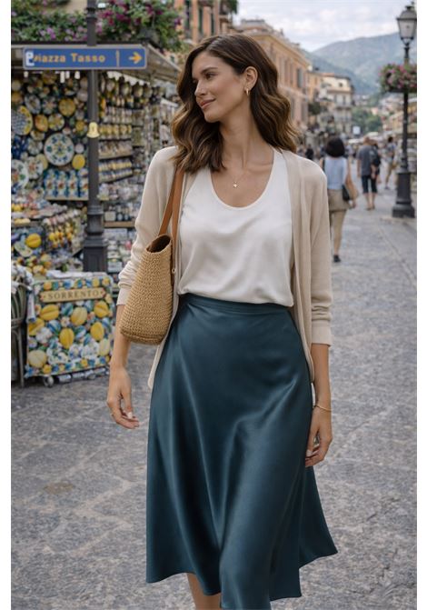 Gonna midi in raso JUCCA  Blu Petrolio JUCCA | Gonne | J4215081/381433