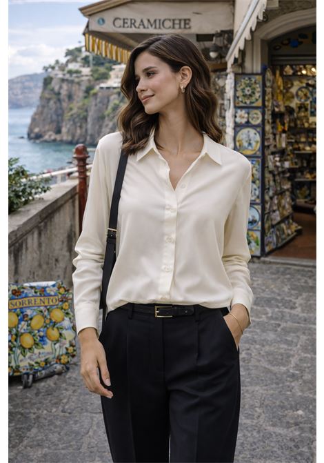 Camicia Jucca in crepe color panna con colletto classico JUCCA | CAMICIE | J42522222/07045