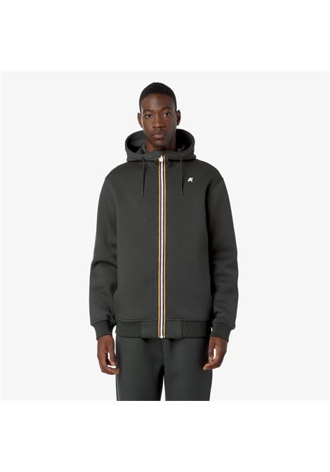 Giacca Rainer Spacer Fleece Green Blackish con Cappuccio K-WAY | Giubbotti | K2141DWWMR