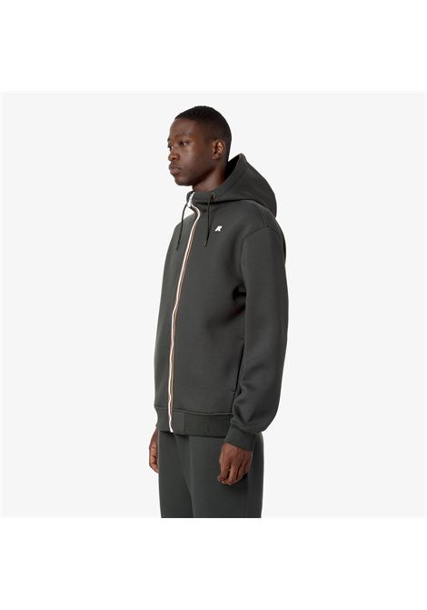 Giacca Rainer Spacer Fleece Green Blackish con Cappuccio K-WAY | Giubbotti | K2141DWWMR