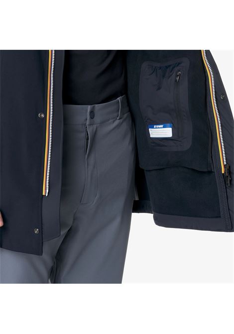 K-Way Marlyn Bonded Long Mens Jacket K7126UW  Deep Blue with Insulating Layers K-WAY |  | K7126UWA2B