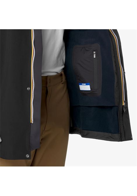K-Way Marlyn Bonded Mens Waterproof Jacket  Black and Grey with Insulating Layers and Lightweight Comfort K-WAY |  | K7126UWA3C