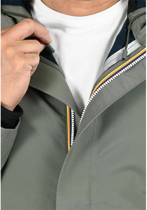 K-Way Marlyn Bonded Long Mens Jacket K7126UW  Green and Blue with Insulating Layers K-WAY |  | K7126UWAF0