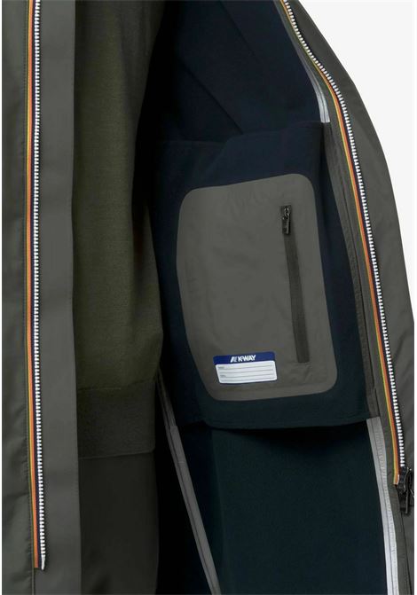 K-Way Marlyn Bonded Long Mens Jacket K7126UW  Green and Blue with Insulating Layers K-WAY |  | K7126UWAF0