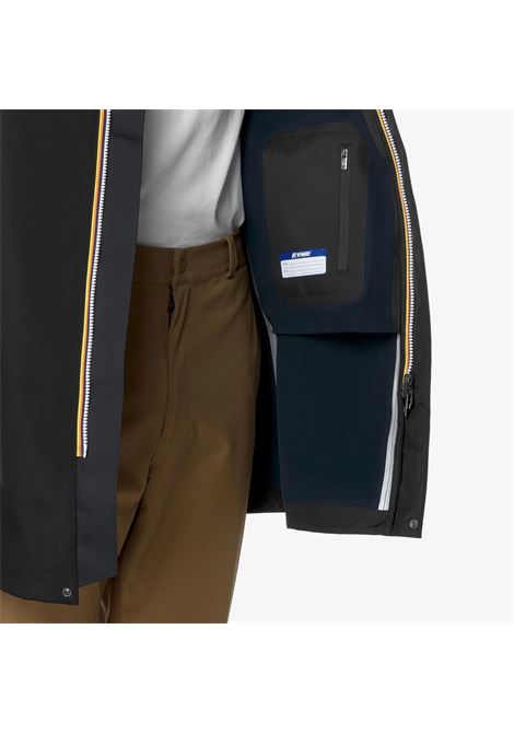 K-Way Thomas Bonded Mens Long Waterproof Jacket  Black and Blue with Insulating Layers K-WAY |  | K7126WWA3C