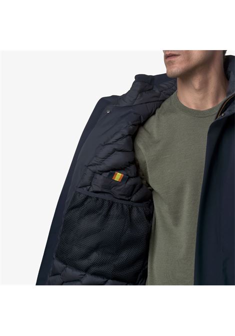 K-Way Thomal Bonded Padded Mens Jacket  Deep Blue 3/4 Winter Padded Coat K-WAY |  | K7136IWAR0