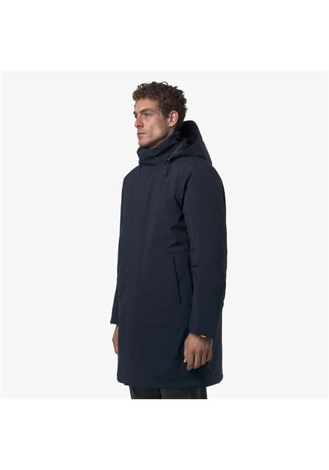 K-Way Thomal Bonded Padded Mens Jacket  Deep Blue 3/4 Winter Padded Coat K-WAY |  | K7136IWAR0