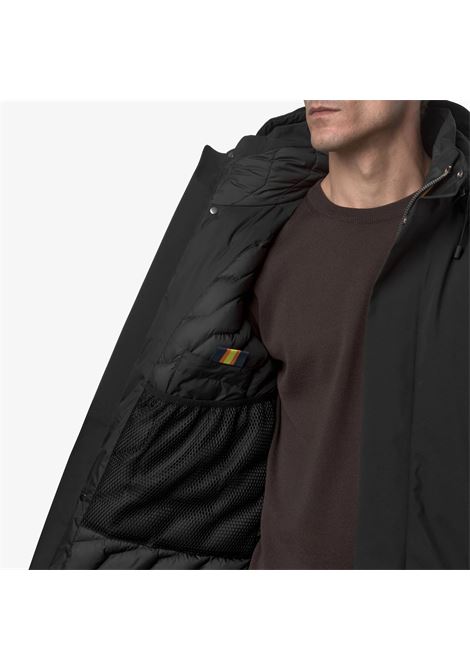 K-Way Thomal Bonded Padded Mens Jacket  Black Pure 3/4 Winter Padded Coat K-WAY |  | K7136IWAT0