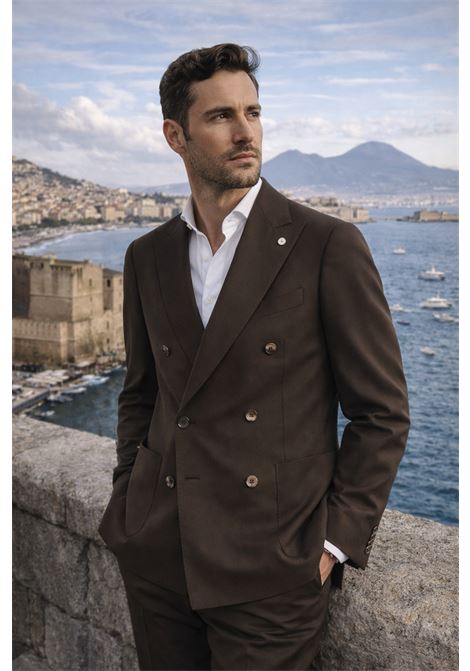 LBM Mens Brown Double-Breasted Jacket in Virgin Wool and Nylon L.B.M. |  | 52525/52686