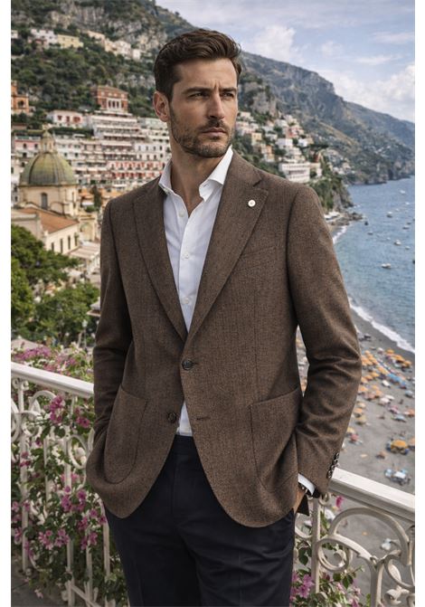 LBM Mens Brown Herringbone Jacket in Woo  Italian Tailoring L.B.M. |  | 55515/22884