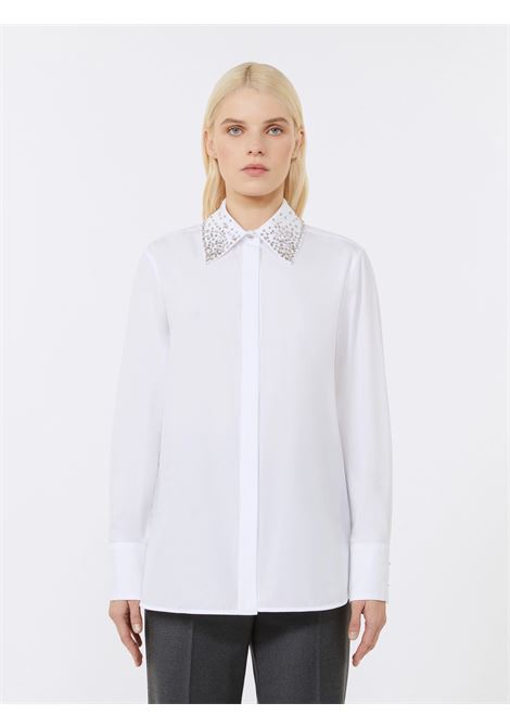 Camicia in Popeline con Cristalli Max Mara  Eleganza Preziosa in Bianco Ottico MaxMara | CAMICIE | 2526116042600115