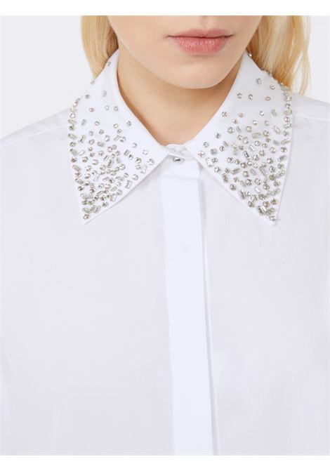 Camicia in Popeline con Cristalli Max Mara  Eleganza Preziosa in Bianco Ottico MaxMara | CAMICIE | 2526116042600115