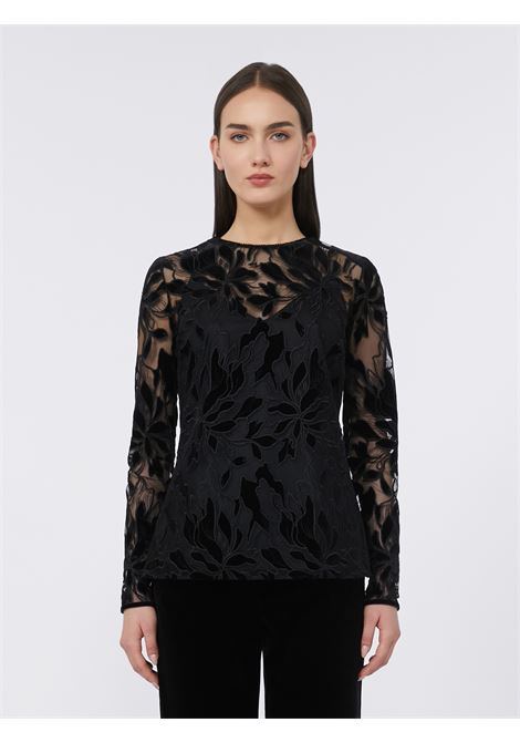 MaxMara - Tulle T-shirt with velvet embroidery MaxMara |  | 2526266014600001