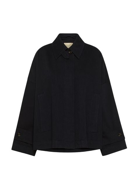 Cappotto Henry in Denim Tinto Filo  Nero, Caban Over in Cotone con Dettagli Raincoat Momonì MOMONI | CAPPOTTI | MOCO0030990