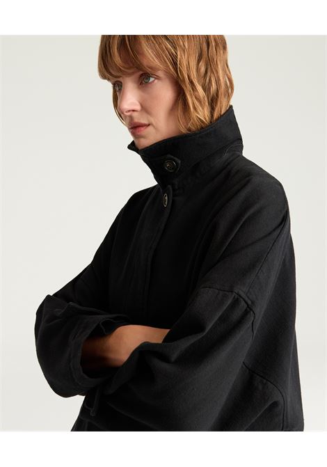 Cappotto Henry in Denim Tinto Filo  Nero, Caban Over in Cotone con Dettagli Raincoat Momonì MOMONI | CAPPOTTI | MOCO0030990