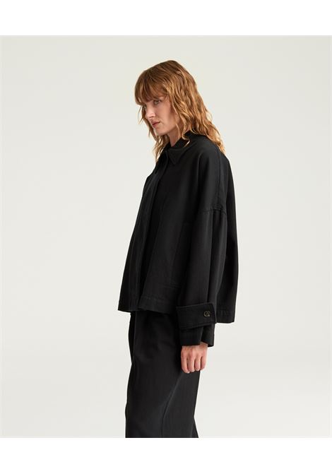 Cappotto Henry in Denim Tinto Filo  Nero, Caban Over in Cotone con Dettagli Raincoat Momonì MOMONI | CAPPOTTI | MOCO0030990