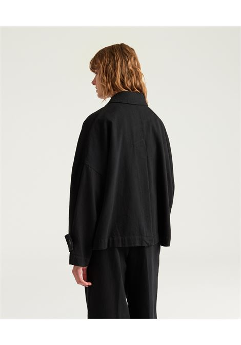 Cappotto Henry in Denim Tinto Filo  Nero, Caban Over in Cotone con Dettagli Raincoat Momonì MOMONI | CAPPOTTI | MOCO0030990