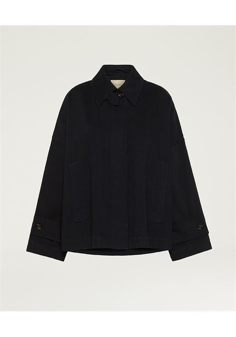 Cappotto Henry in Denim Tinto Filo  Nero, Caban Over in Cotone con Dettagli Raincoat Momonì MOMONI | CAPPOTTI | MOCO0030990