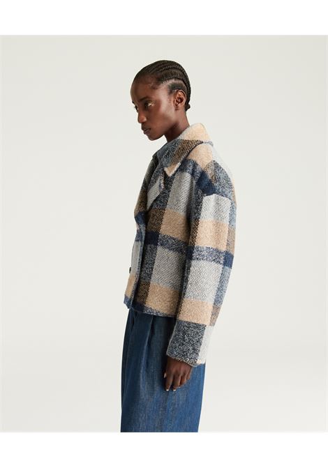 Cappotto kenpi in maxi check di lana bouclè - multicolor avio MOMONI | CAPPOTTI | MOCO0188582