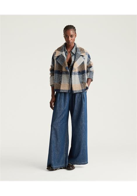 Cappotto kenpi in maxi check di lana bouclè - multicolor avio MOMONI | CAPPOTTI | MOCO0188582