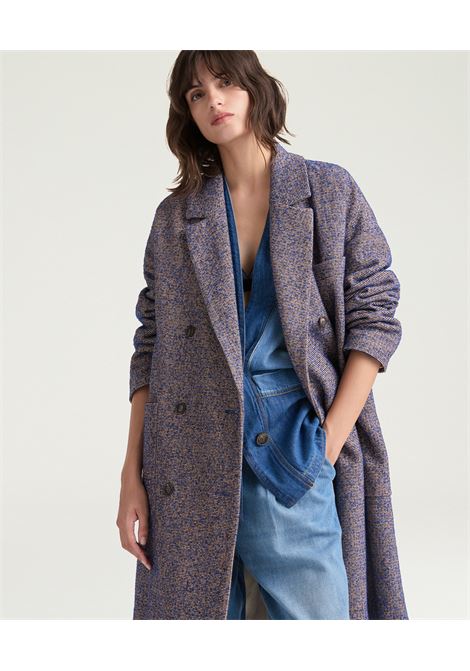 Cappotto duke in stuoia di lana bouclè - marrone/blu MOMONI | CAPPOTTI | MOCO0216692