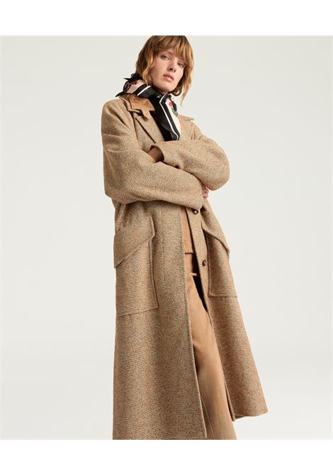 Cappotto london in stuoia di lana bouclè - verde/coccio MOMONI | CAPPOTTI | MOCO0233836