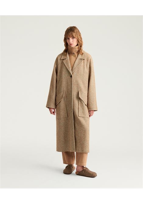 Cappotto london in stuoia di lana bouclè - verde/coccio MOMONI | CAPPOTTI | MOCO0233836