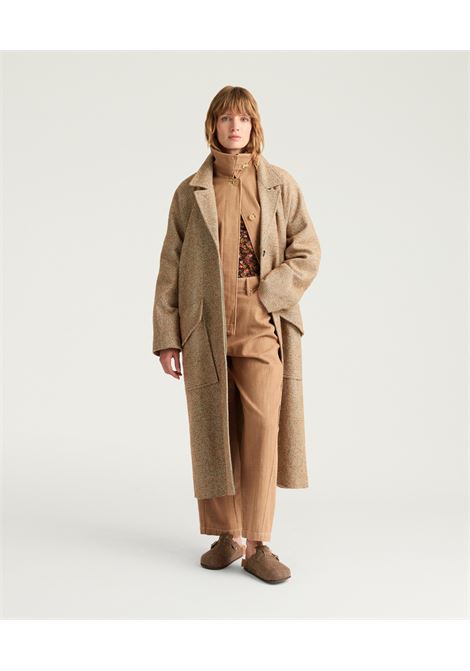Cappotto london in stuoia di lana bouclè - verde/coccio MOMONI | CAPPOTTI | MOCO0233836