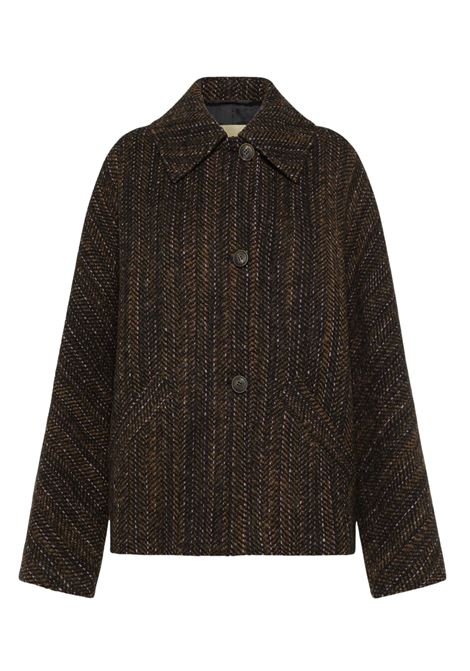 Cappotto lord in maxi resca di lana bouclè - multicolor nero MOMONI | CAPPOTTI | MOCO0249905