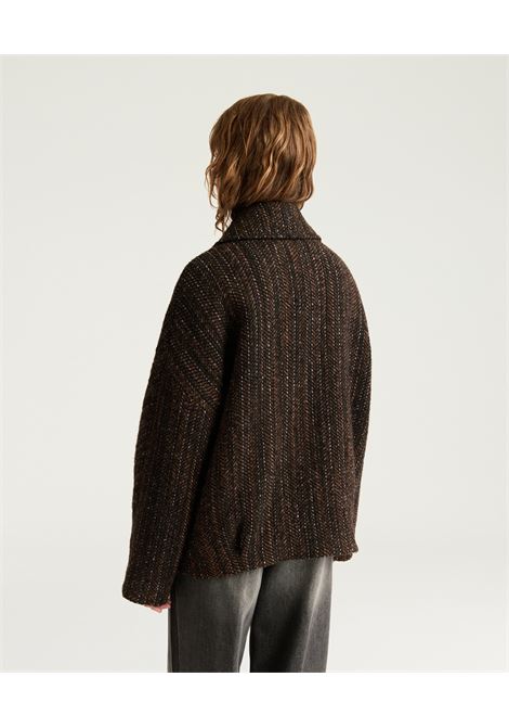 Cappotto lord in maxi resca di lana bouclè - multicolor nero MOMONI | CAPPOTTI | MOCO0249905