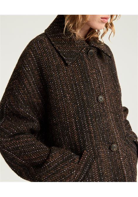 Cappotto lord in maxi resca di lana bouclè - multicolor nero MOMONI | CAPPOTTI | MOCO0249905