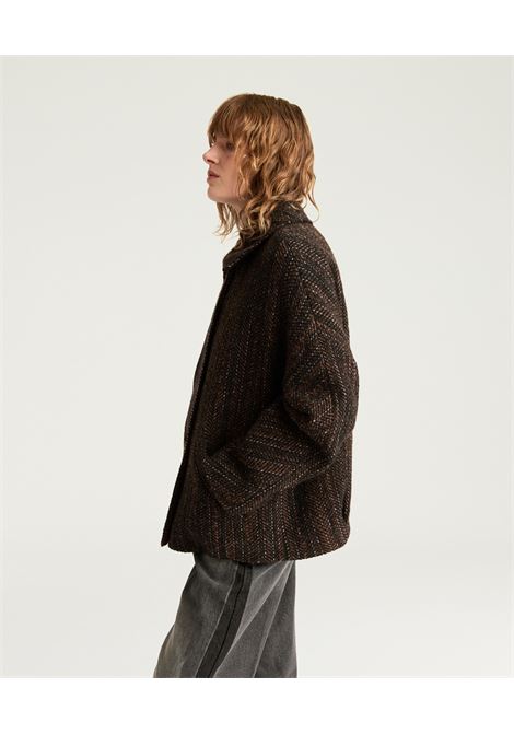 Cappotto lord in maxi resca di lana bouclè - multicolor nero MOMONI | CAPPOTTI | MOCO0249905