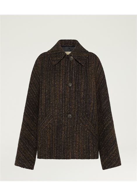 Cappotto lord in maxi resca di lana bouclè - multicolor nero MOMONI | CAPPOTTI | MOCO0249905
