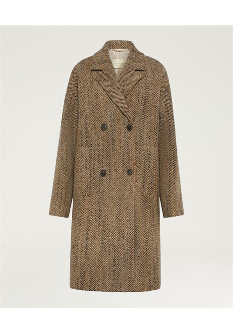Cappotto lancaster in maxi resca di lana bouclè - multicolor beige MOMONI | CAPPOTTI | MOCO0255093