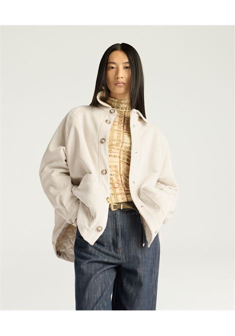 Cappotto yame in velluto a coste stretch - panna MOMONI | CAPPOTTI | MOCO0360040