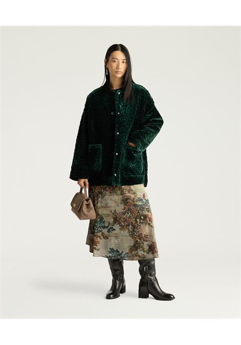 Cappotto Botanical in Velluto Trapuntato  Verde Bottiglia by Momonì MOMONI | CAPPOTTI | MOCO0470775