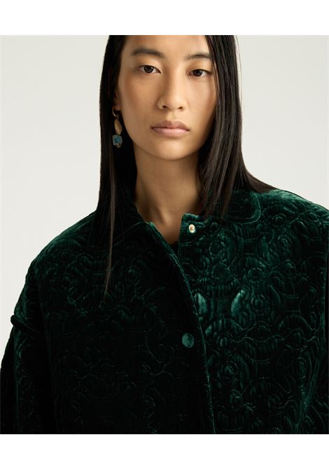 Cappotto Botanical in Velluto Trapuntato  Verde Bottiglia by Momonì MOMONI | CAPPOTTI | MOCO0470775