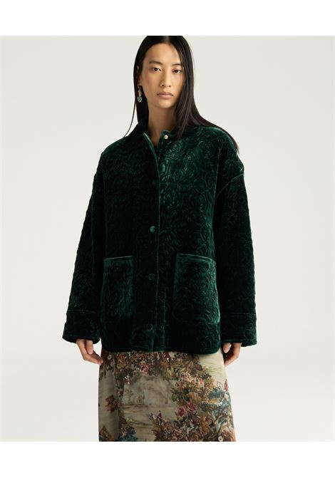 Cappotto Botanical in Velluto Trapuntato  Verde Bottiglia by Momonì MOMONI | CAPPOTTI | MOCO0470775