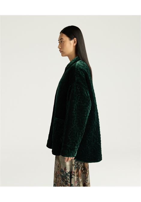 Cappotto Botanical in Velluto Trapuntato  Verde Bottiglia by Momonì MOMONI | CAPPOTTI | MOCO0470775