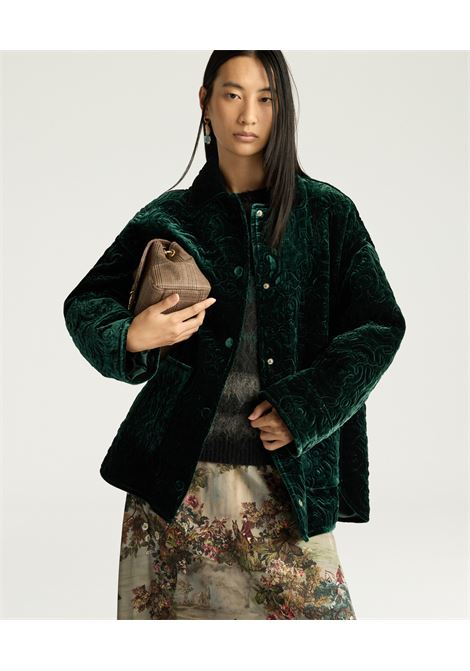 Cappotto Botanical in Velluto Trapuntato  Verde Bottiglia by Momonì MOMONI | CAPPOTTI | MOCO0470775