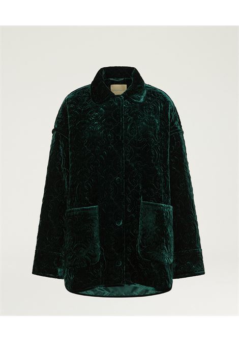 Cappotto Botanical in Velluto Trapuntato  Verde Bottiglia by Momonì MOMONI | CAPPOTTI | MOCO0470775