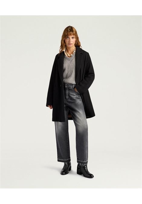 Cappotto Carlo in Panno Chevron  Nero/Cacao by Momonì MOMONI | CAPPOTTI | MOCO0507999