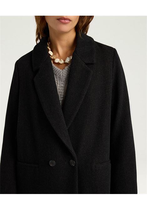 Cappotto Carlo in Panno Chevron  Nero/Cacao by Momonì MOMONI | CAPPOTTI | MOCO0507999