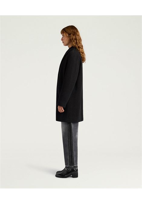 Cappotto Carlo in Panno Chevron  Nero/Cacao by Momonì MOMONI | CAPPOTTI | MOCO0507999