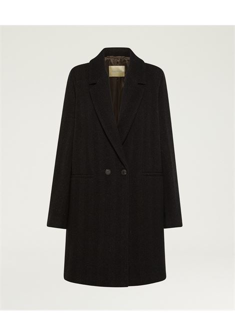 Cappotto Carlo in Panno Chevron  Nero/Cacao by Momonì MOMONI | CAPPOTTI | MOCO0507999