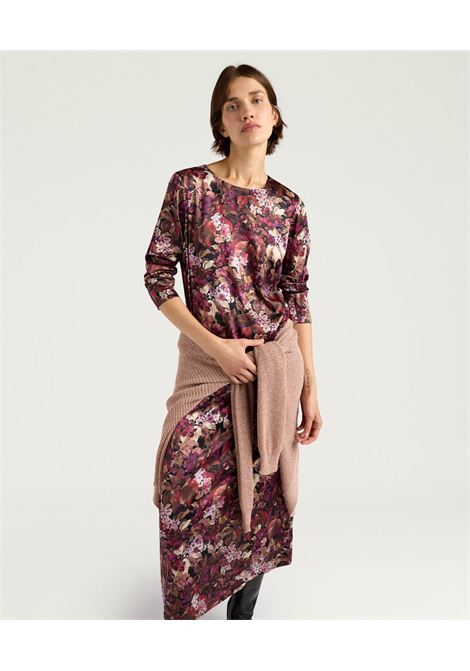 Vestito Diana in Raso Stretch di Seta Stampata  Multicolor Magenta, Elegante e Contemporaneo MOMONI | Vestiti | MODR0393044