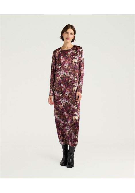 Vestito Diana in Raso Stretch di Seta Stampata  Multicolor Magenta, Elegante e Contemporaneo MOMONI | Vestiti | MODR0393044