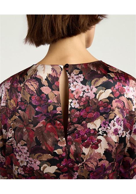 Vestito Diana in Raso Stretch di Seta Stampata  Multicolor Magenta, Elegante e Contemporaneo MOMONI | Vestiti | MODR0393044